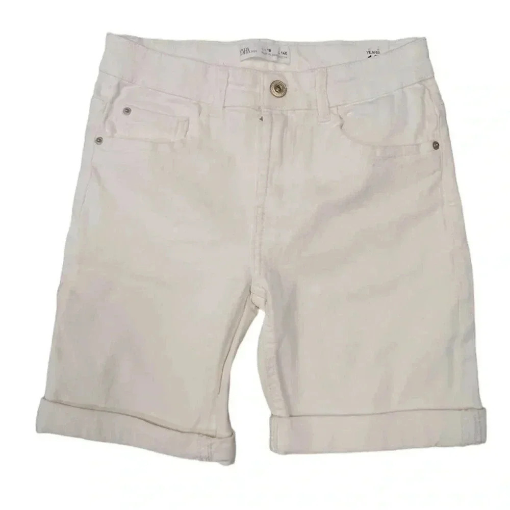 Zara Kids  White Rolled Cuff Shorts Size 10
